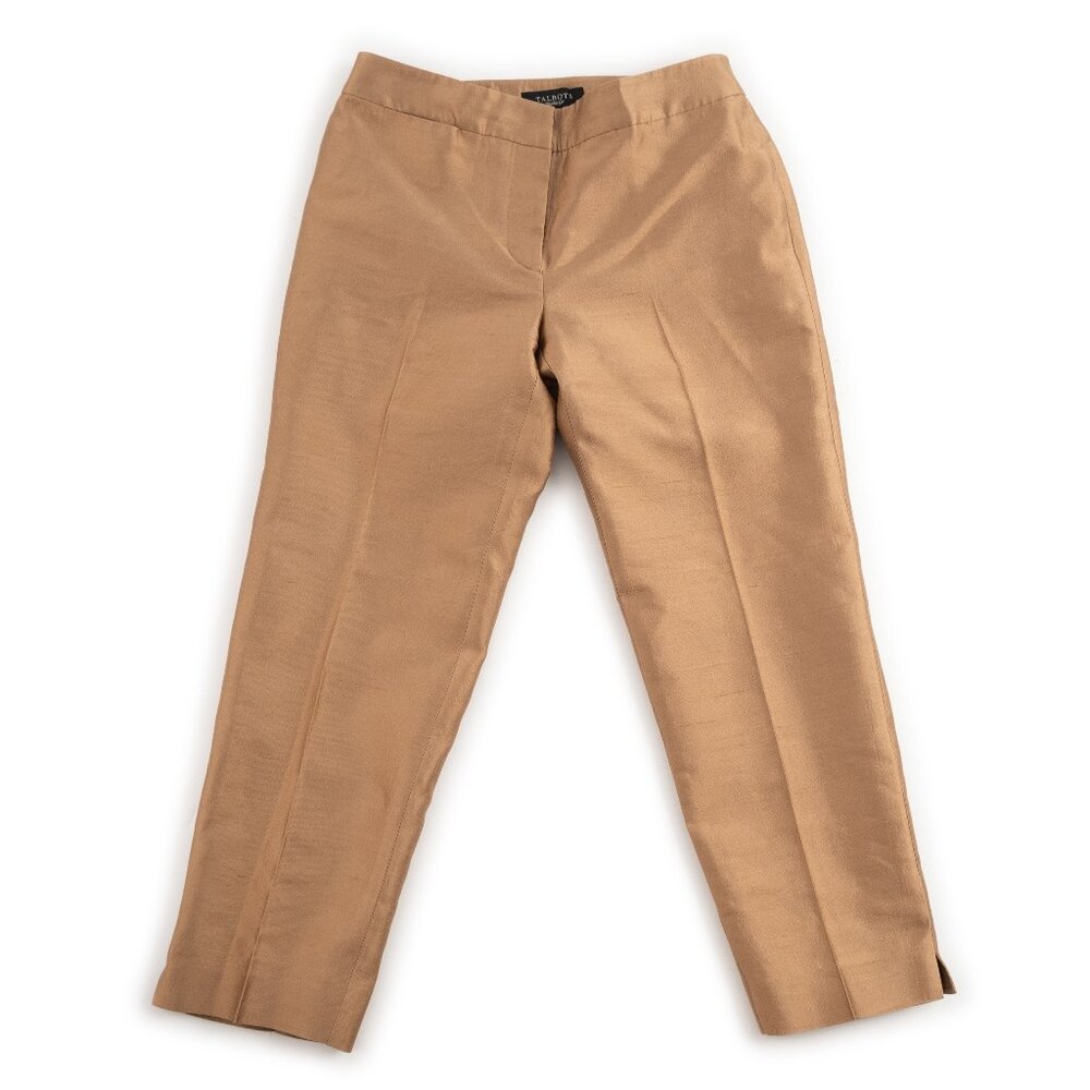 TALBOTS Heritage Fit silk/wool blend metallic gold pants size 2